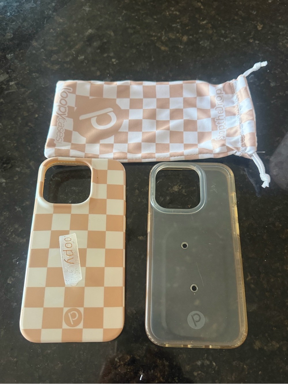 Loopy iPhone 14 Pro Max Sand Dollar Checkered & clear Case